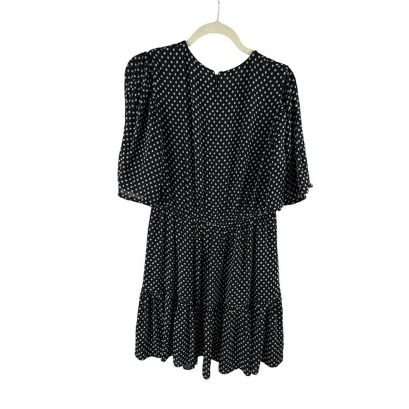 Derek Lam 10 Crosby Polka Dot Tiered Mini Dress Size 10 Black White Retro Flowy - Picture 2 of 9